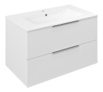 SAPHO - CIRASA kúpeľňová skrinka 80cm CIRASA s umývadlom a LED zrkadlom, 2 zásuvky, biely lesk KSET-106