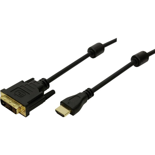 LogiLink HDMI / DVI káblový adaptér Zástrčka HDMI-A, DVI-D 18 + 1 pól Zástrčka 5.00 m čierna CH0015 HDMI kábel; CH0015