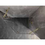 MEXEN/S - Lunar sprchovací kút päťboký krídlový pravá 100 x 100, transparent, zlato kartáčovaná 831-100P-100L-55-00-P