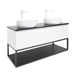 Kúpeľňová skrinka so žulovou krycou doskou SAT B-Way 119x30x45 cm biela lesk BWAY120WZUBF BWAY120WZUBF