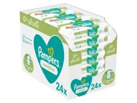 Pampers Sensitive Plastic Free Vlhčené obrúsky 1248 ks (24 x 52 ks) (8006540523124)