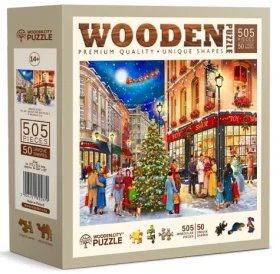 Wooden City Drevené puzzle Vianočná ulica 505 dielikov