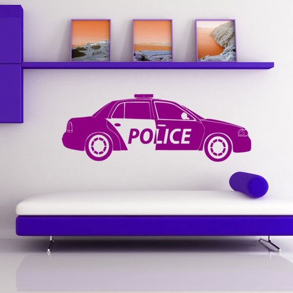 Veselá Stena Samolepka Policajné autíčko Farba: fialová, Veľkosť: 100 x 32 cm