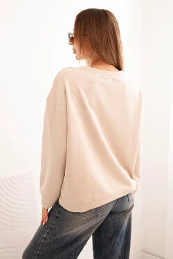 Dámska bavlnená mikina s potlačou mačky a nápisom béžová UNI