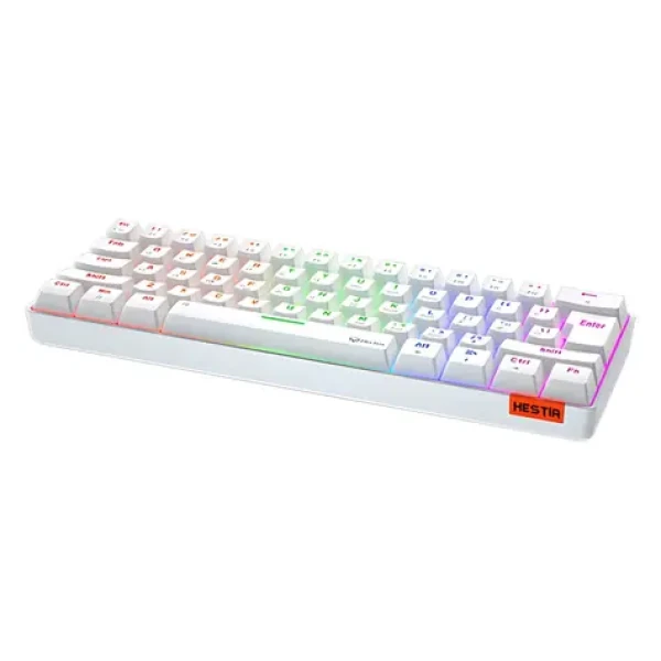 Meetion HESTIA biela / Herná klávesnica / mechanická / OUTEMU Blue / USB-C / US layout (MK005)