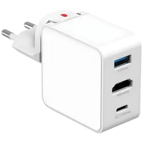 4smarts Flex Adapter Hub biela / Nabíjací adaptér s HDMI výstupom / GaN / 65W / 2x USB-C + USB-A / HDMI 4K 30Hz (541711)