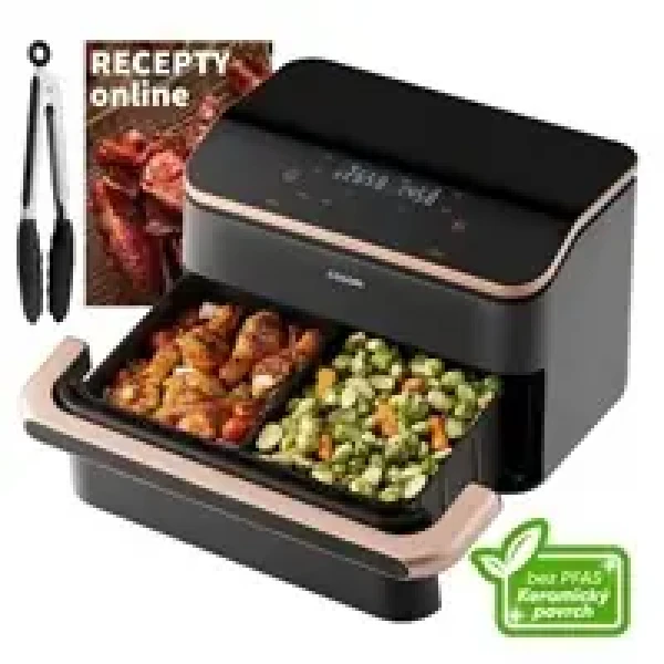 Cosori Dual Blaze TwinFry SMART čierna / Teplovzdušná fritéza / 2800 W / 10 L / keramika (CAF-TF101S-AEUR)