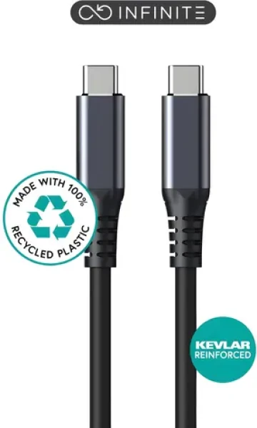 ESTUFF INFINITE čierna / Kábel USB-C / USB4 Gen2x2 / 2 m / 100 W / 20 Gbps / 8K/60Hz (ES604275)