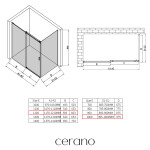 CERANO - Sprchovací kút Santoro - ľavá - 6 mm - chróm, mliečne sklo - 120x100 - posuvný CER-665704