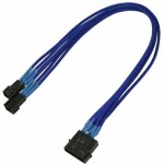 Nanoxia predlžovací kábel 4-pin Molex - 2x3-pin adaptér 30cm modrá / 9-2-015 / Single sleeve (NX42A30B)