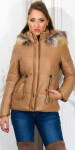 Trendy winter jacket with a detachable hood CAPPUCCINO M