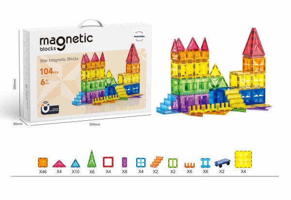 Mamido Mamido Magnetická stavebnica 104 dielov Diamantový dúhový palác MT1500