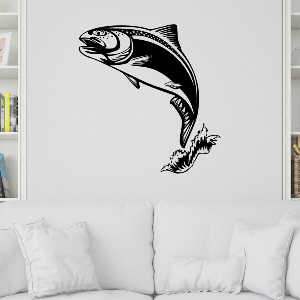 Veselá Stena Samolepka Pstruh Farba: černá, Veľkosť: 80 x 85 cm