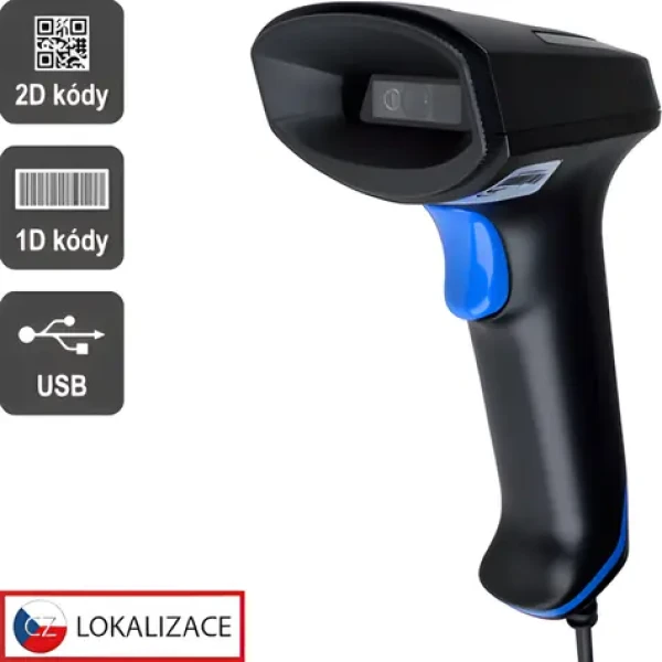 Virtuos HT-851A čierna / Snímač čiarových kódov / 1D 2D / emulácia RS-232 / USB / bez stojana (EHE0019)