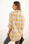 Dámska kockovaná bavlnená košeľa s efektom opotrebovania v horčicovej farbe UNI