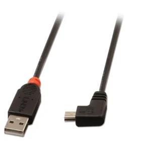 Lindy čierna / USB kábel / USB-A - Mini-USB B / pravouhlý 90 ° / 1 m (31971)