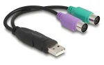 DeLock USB - 2x PS/2 / Adaptér / Mini-DIN 6-pin / 0,17 m (61051)