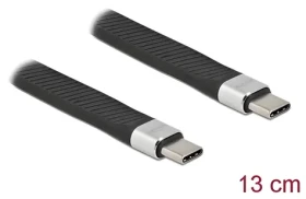 DeLock USB Type-C - USB Type-C 13 cm čierna / FPC plochý stuhový kábel / USB 3.2 Gen 2 / PD 5 A / 10 Gbit / s (86939)