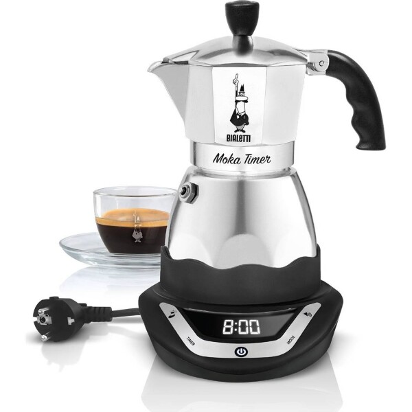 Bialetti Moka Timer Elektrický kávovar na 3 šálky strieborná / 150 ml (8006363009980)