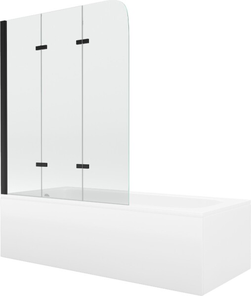 MEXEN/S - Vega obdĺžniková vaňa 170 x 70 cm s panelom + vaňová zástena 120, transparent, čierna 550117070X9012037000