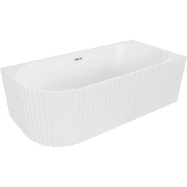 MEXEN/S - Gia voľne stojaca rohová vaňa reliéf pravá 170 x 80, biela mat, sifón a prepad nikel kartáčovaný 52701708001P-97