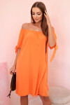 Dámske viskózové šaty s viazaním na rukávoch oranžové UNI