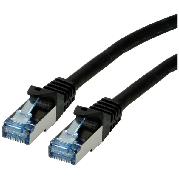 Roline 21.15.2856 RJ45 sieťové káble, prepojovacie káble CAT 6A S/FTP 7.50 m čierna dvojžilový tienený, bez halogénov, samozhášavý 1 ks; 21.15.2856