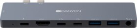 Canyon CNS-TDS08DG dokovacia stanica šedá / 2x USB-C / 2x USB 3.0 / 2x HDMI / 3.5mm jack (CNS-TDS08DG)