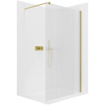 CERANO - Sprchová zástena Walk-in Onyx Round Ľ/P - 8 mm - okrúhla vzpera - zlatá, ryhované sklo - 110x200 CER-8050BD329