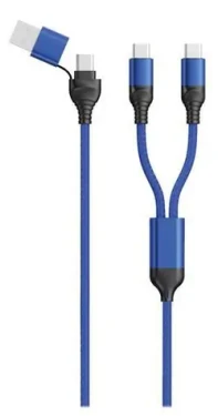 2GO DUO modrá / Nabíjací kábel / USB-A a USB-C na 2x USB-C / 1,2 m (797366)