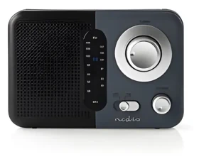 Nedis FM rádio čierna, šedá / Prenosné prevedenie / Napájanie z batérie a zo siete / 2,4 W / Slúchadlový výstup (RDFM1300GY)
