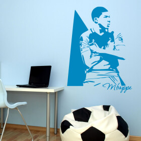 Veselá Stena Samolepka Kylian Mbappé Farba: modrá, Veľkosť: 40 x 30 cm
