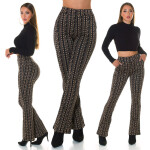 Sexy Highwaist flared pants with print pink L/XL