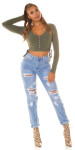 Sexy Highwaist Mom Jeans in Used Look denimblue