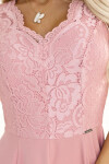 Dámske dlhé čipkované šaty 309-13 AMBER powder pink - Numoco XXL