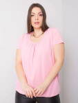 Světle růžová bavlněná halenka Celeste plus size 2XL