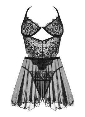 Dámska erotická košieľka Dark Mirage chemise - BEAUTY NIGHT FASHION černá S/M