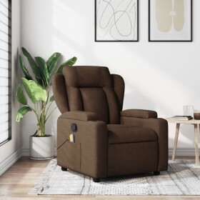 VidaXL vidaXL Rozkładany fotel masujący, Hnedý, obity tkaniną