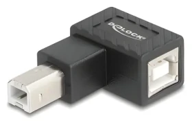 DeLock 67207 čierna / Adaptér / USB 2.0 Type-B samec / USB 2.0 Type-B zásuvka pravouhlá 90 ° / 0,48 Gbit / s (67207)