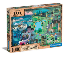 Clementoni - Puzzle - Disney mapa 101 dalmatíncov