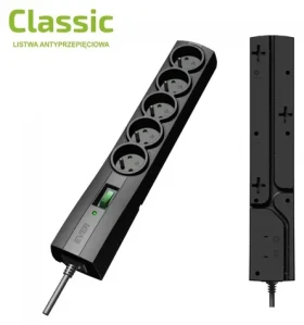 Prepäťová ochrana Classic 3M čierna / Prepäťová ochrana / 5 zásuviek / 2500 W / 175 J (T/LZ09-CLA030/0000)