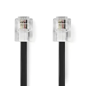 Nedis telefónny kábel RJ11-RJ11 plochý čierny / Telefónny kábel / RJ11-RJ11 / pozlátené konektory / 10 m (TCGL90200BK100)