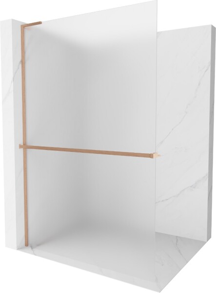 MEXEN/S - Kioto+ L Sprchová zástena WALK-IN s poličkou a držiakom uterákov 80 x 200, dekor, meď kartáčovaná 800-080-123-65-30