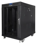Lanberg FF01 15U 19" čierny / Stojanový rozvádzač / 600×800 mm / Sklenené dvere / LCD panel / Nosnosť 1200 kg (FF01-6815-12BL)