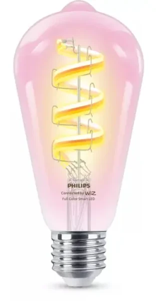 WiZ LED žiarovka ST64 E27 číra / Múdra žiarovka / RGB / 2200-6500K / 470 lm / Wi-Fi/Bluetooth (SKL000481808)