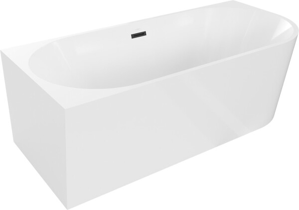 MEXEN/S - Mia vaňa voľne stojaca rohová ľavá 150 x 75, biela, sifón a prepad čierna 52691507500L-70