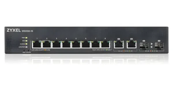 ZyXEL GS2220-10 / Switch / 8- Port GbE / Managed L2 / 2x SFP Uplink / Fanless (GS2220-10-EU0101F)
