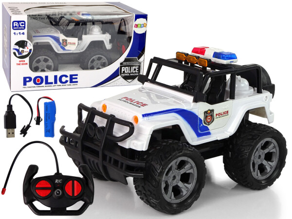 Mamido Elektrické autíčko R/C Polícia Jeep 1:14 Diaľkovo Ovládaný so Svetelnými Efektmi