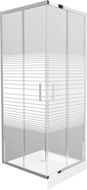 MEXEN/S - Rio štvorcový sprchovací kút 80 x 80, dekor, chróm + vanička Rio 860-080-080-01-20-4510