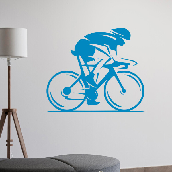 Veselá Stena Samolepka Cestný cyklista Farba: modrá, Veľkosť: 80 x 67 cm